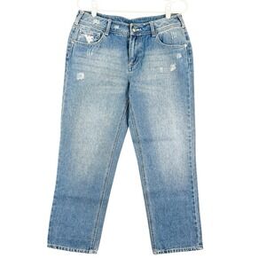 Alyssa Milano G for Her Women's Crop Jeans Size 4 Distressed Tapered Blue Cotton